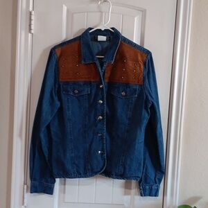 SIGNATURE by Jerell, USA,  Denim, Unlined, Suede & Stud Embellished Shirt, Ctg